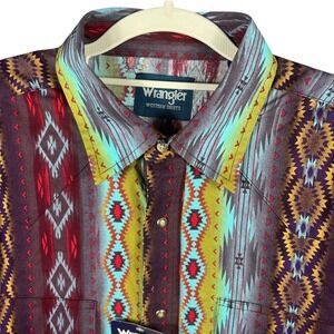 Wrangler Checotah Western Shirt Men XL/XXL Multi-Color Southwestern Snap NEW